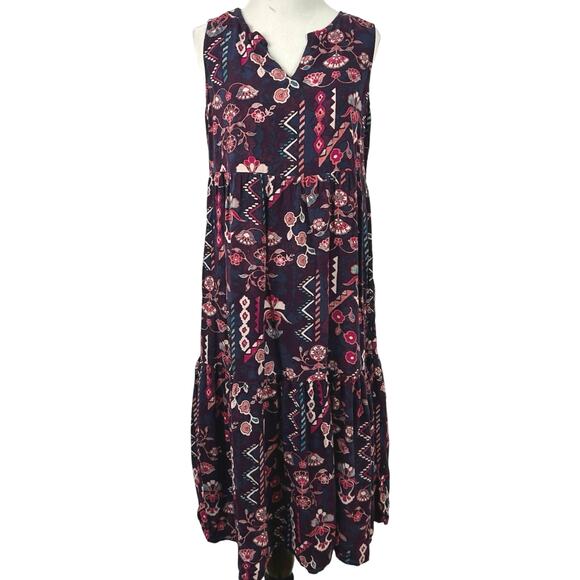 BeachLunchLounge Women Dress Boho Beach Midi Tiered Purple Sleeveless Size XS - Picture 1 of 7